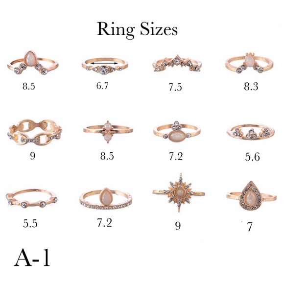 12 Pcs Boho Gypsy Gold, Crystal & Opal Ring Set - Picture 14 of 16